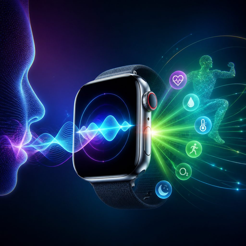 アイキャッチ: Apple Watch Series 12の音声AIと新セン...